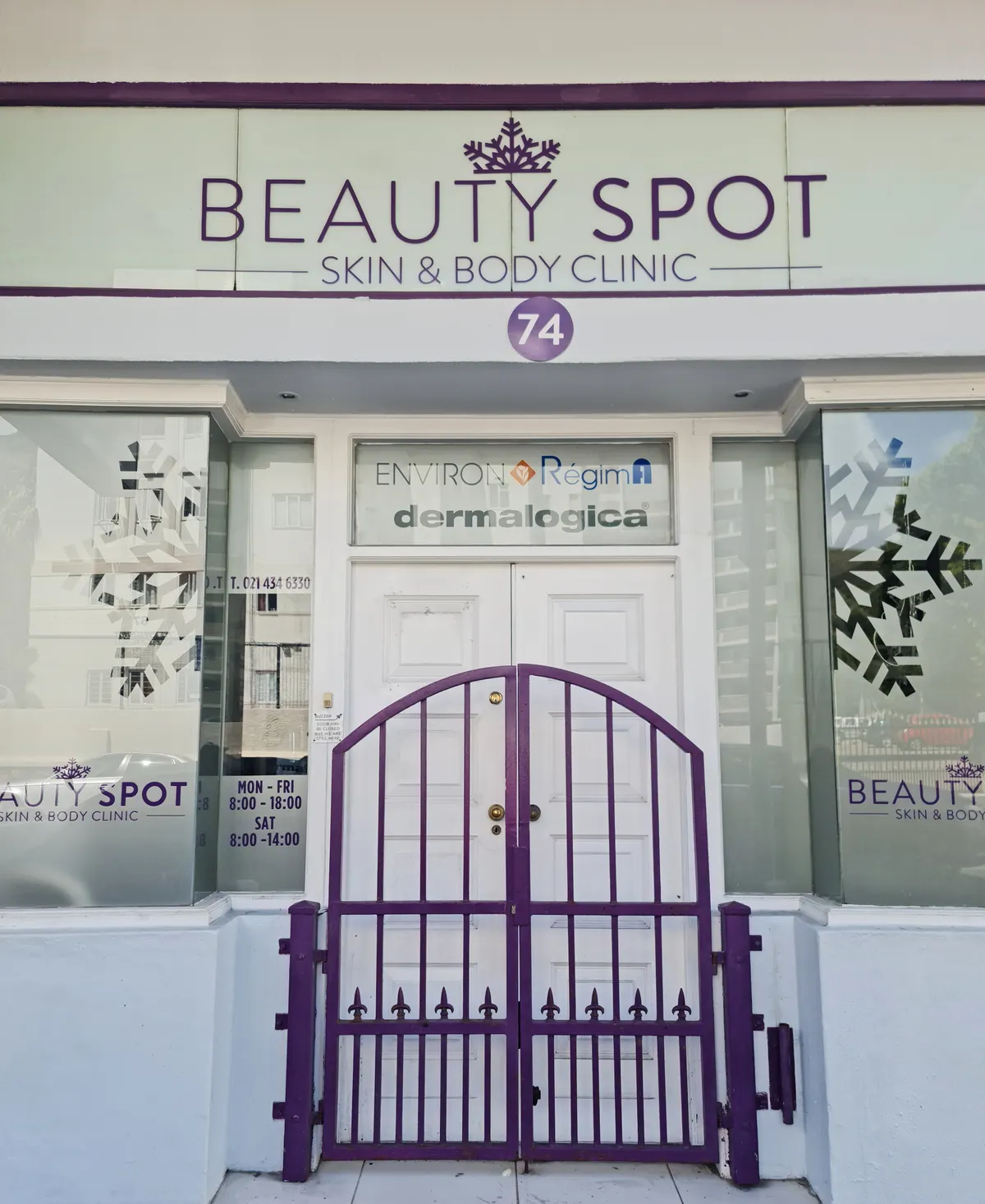 Beauty Spot's shop front with its purple arched gate